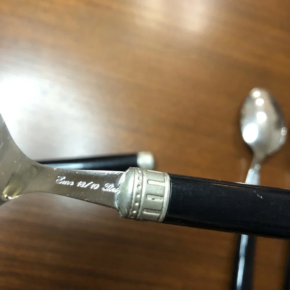 Italia Black EME flatware 6 spoons 18/10 Italy
